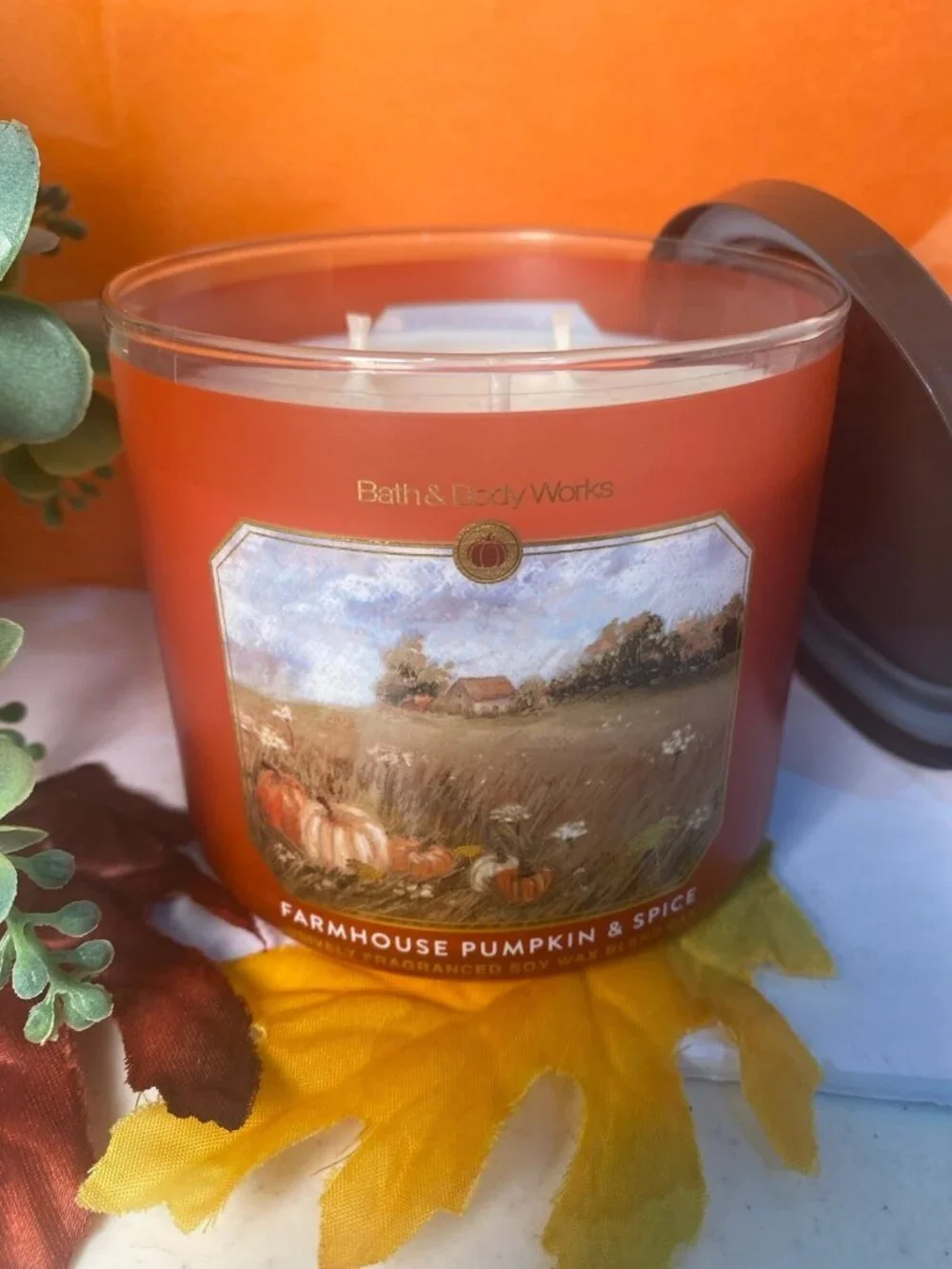 “Farmhouse Pumpkin & Spice” Bath & Body Works New 3 Wick Candle